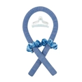 Détail du kit de bouclage sans chaleur bleu avec tige flexible, chouchous et pince à griffes - Bleu (Tige + 2 Chouchous + 1 Pince)