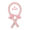 Détails du kit bigoudis sans chaleur rose avec chouchous en velours et pince à cheveux - Rose (Tige + 2 Chouchous + 1 Pince)