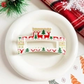 Festive hair claw clip with cream finish featuring red reindeer and Christmas tree patterns - White Square - Tree and Deer