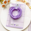 Lot de chouchous spirales violets sur carte avec texture côtelée et logo mini girl - Style à Double Brin - Violet