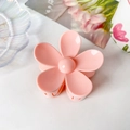 Elegante pinza per capelli a fiore rosa da 7,5 cm con finitura lucida per le donne - ABS / Rosa