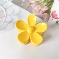 Pinza per capelli a fiore giallo vivace a cinque petali con finitura lucida per donna - ABS / Giallo Chiaro