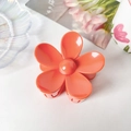 Pince à cheveux fleur orange vif de 7,5 cm avec finition brillante pour femmes - ABS / Rouge Orangé