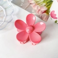 Pince à cheveux fleur rose chic de 7,5 cm pour femmes avec une finition en résine - ABS / Rouge Rose
