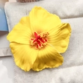 Yellow hibiscus flower hair clip with realistic petals for beach vacation style - Yellow Hibiscus Hair Clip