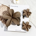 Detailed view of matte brown flower hair claw clips set on a card with decor - Matte Dark Coffee