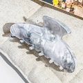 Detail of gray marbled butterfly hair claw clip on beige fabric background - Marble Grey (9cm Square)