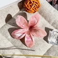 Détail de la pince à cheveux fleur rose marbré sur fond de lin beige de style rustique - Rose Chair Marbré