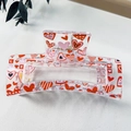 Transparent large hair claw clip with colorful LOVE heart patterns and metal spring - 8.5cm Heart Print - Style I Transparent Base / PS