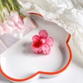 Translucent pink frangipani hair claw clip made of glossy resin for women's hairstyling - Five-Petal Flower / 4cm / Pink Gradient