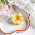 Resin frangipani flower hair clip in amber yellow finish for beach vacation - Four-Leaf Clover / 4cm / Gradient Milky Yellow