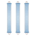 Set mit drei hellblauen Lockenwicklern ohne Hitze mit weißen Bändern und Haken - Dreierpack – Himmelblau
