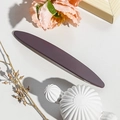 Close-up of a matte dark red barrette on a white leather texture with floral decor - 11.5cm Long Oval / Matte Purple Gray