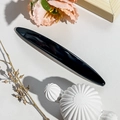 Polished black obsidian gua sha massage tool on luxury leather background with floral decor - 11.5cm Long Oval / Glossy Black