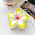 Pinza per capelli a forma di fiore di frangipane in resina gialla e bianca - Stile Sfumato Giallo Bianco Rosa