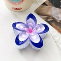 Pinza per capelli a fiore sfumato blu e viola con petali di frangipane stampati UV - Stile Sfumato Blu Viola Rosa