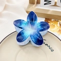 Blue gradient frangipani hair claw clip made of resin with matte finish for women - Blue Gradient Marble Style