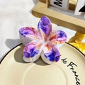 Elegant purple and orange marble floral hair claw clip in a French style ceramic tray - Purple Orange Marble Style