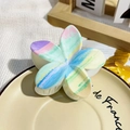 Colorful marble pattern frangipani hair claw clip with sweet macaron floral design - Macaron Gradient Style