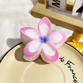 Pink and purple gradient plumeria flower hair claw clip with marble texture on ceramic tray - Pink White Purple Gradient Style