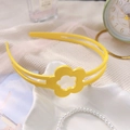 Serre-tête double couche jaune pour filles avec petite fleur évidée style bonbon - Fleur Brillante Jaune