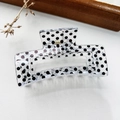 Polka dot pattern transparent acrylic shark hair claw clip with rectangle frame - Medium Polka Dot Transparent Base