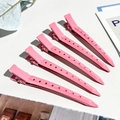 Set di cinque mollette per capelli a becco d'anatra in metallo rosa con fori - 9cm / 5 Pezzi / Rosa intenso