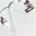 Détail de la pince à cheveux nœud en satin vert menthe avec de longs rubans élégants - Pinces à cheveux bec de canard / Cyan (Type B)