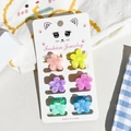 Dettaglio di mini mollette a fiori colorati su una simpatica card a gatto - Piccolo / Stile Fiore a Cinque Petali Marmo