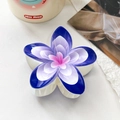 Deep blue marble pattern plumeria flower hair claw clip with elegant gradient finish - 8cm UV Printed Plumeria - ABS Beige 27-6