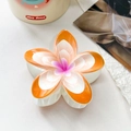 Elegant orange and white frangipani hair claw clip with a marble finish and resin material - 8cm UV Printed Plumeria - ABS Beige 27-3