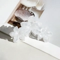 Set of 3 translucent white marble resin plumeria flower hair claws for elegant styling - Pearl White