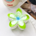 Green marble floral claw clip with white gradient petals for an elegant hair styling look - 8cm UV Printed Plumeria - ABS Beige 27-5