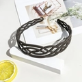 Detail of brown braided matte headband featuring non-slip inner teeth for secure grip - Matte Grid Headband - Dark Coffee
