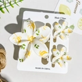 Set di tre mollette per capelli con stampa UV floreale e motivi botanici gialli - Stile Motivo Vegetale Verde Giallo (UV印鸡蛋花3件套-ABS-24-2)