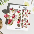 Three-piece hair clip set with realistic pomegranate prints on white floral shark clips - Pomegranate Pattern (UV Printed Plumeria 3-Piece Set - ABS - 24-5)