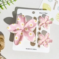 Detailed set of UV printed pink daisy hair clips and shark claw for summer seaside styles - White Daisy on Pink Base (UV Printed Plumeria 3-Piece Set - ABS-103-3)