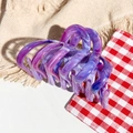 Detailed view of large marble texture hair claw clip with purple and blue resin patterns - Blue Purple Marble Texture (M-2520)
