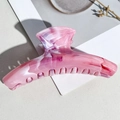 Detail of large pink and white marble textured hair claw clip with acetate finish - PS / 11.5cm Straight / Pink Purple