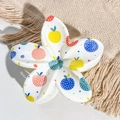 Close-up of a flower hair claw clip with colorful apple polka dot patterns for women - White Colorful Polka Dot Apple Style / ABS