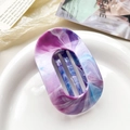 Elegant purple and blue marble effect large claw clip in minimalist oval shape - 10cm Round Clip - Marble Blue Purple