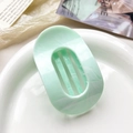 Mint green marble pattern oval hair claw clip in acetate finish for women styling - 10cm Round Clip - Marble Cyan