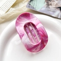Pink and white marble texture large oval hair claw clip displayed on a ceramic plate - 10cm Round Clip - Marble Pink Purple