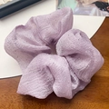 Lavender oversized floral scrunchie with sparkling silver rhinestones for ponytails - Purple Baby's Breath