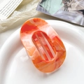 Oval marble gradient hair claw clip in vibrant orange and white acetate finish - 10cm Round Clip - Marble Orange Red