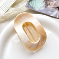 Large oval hair claw clip with cream marble texture for elegant ponytail styling - 10cm Round Clip - Marble Cream Yellow