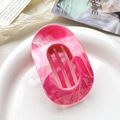 Pink marble textured oval claw clip hair accessory with sleek cut-out design - 10cm Round Clip - Marble Deep Pink