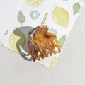 Détail d'une pince à cheveux carrée de 5cm en résine avec motif écaille de tortue - Khaki 4cm 7 Dents