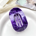 Elegant purple marble pattern claw clip in a hollow oval shape for women's hair - 10cm Round Clip - Marble Deep Purple