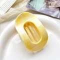 Oval marble yellow hair claw clip with elegant acetate texture for ponytail styling - 10cm Round Clip - Marble Milky Yellow
